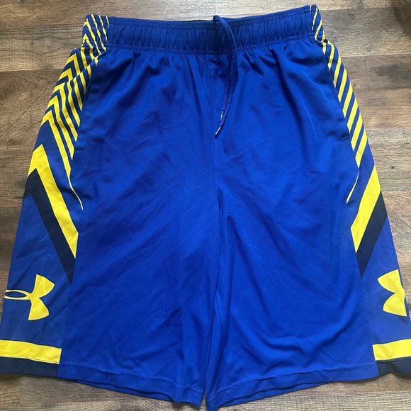 Under Armour Men's Athletic Shorts in Blue and Yellow - Picture 1 of 2